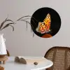Vlinder - Bloemen - Insect - Portret - Zwart - Oranje Wandcirkel behangsticker klein -sfeer3