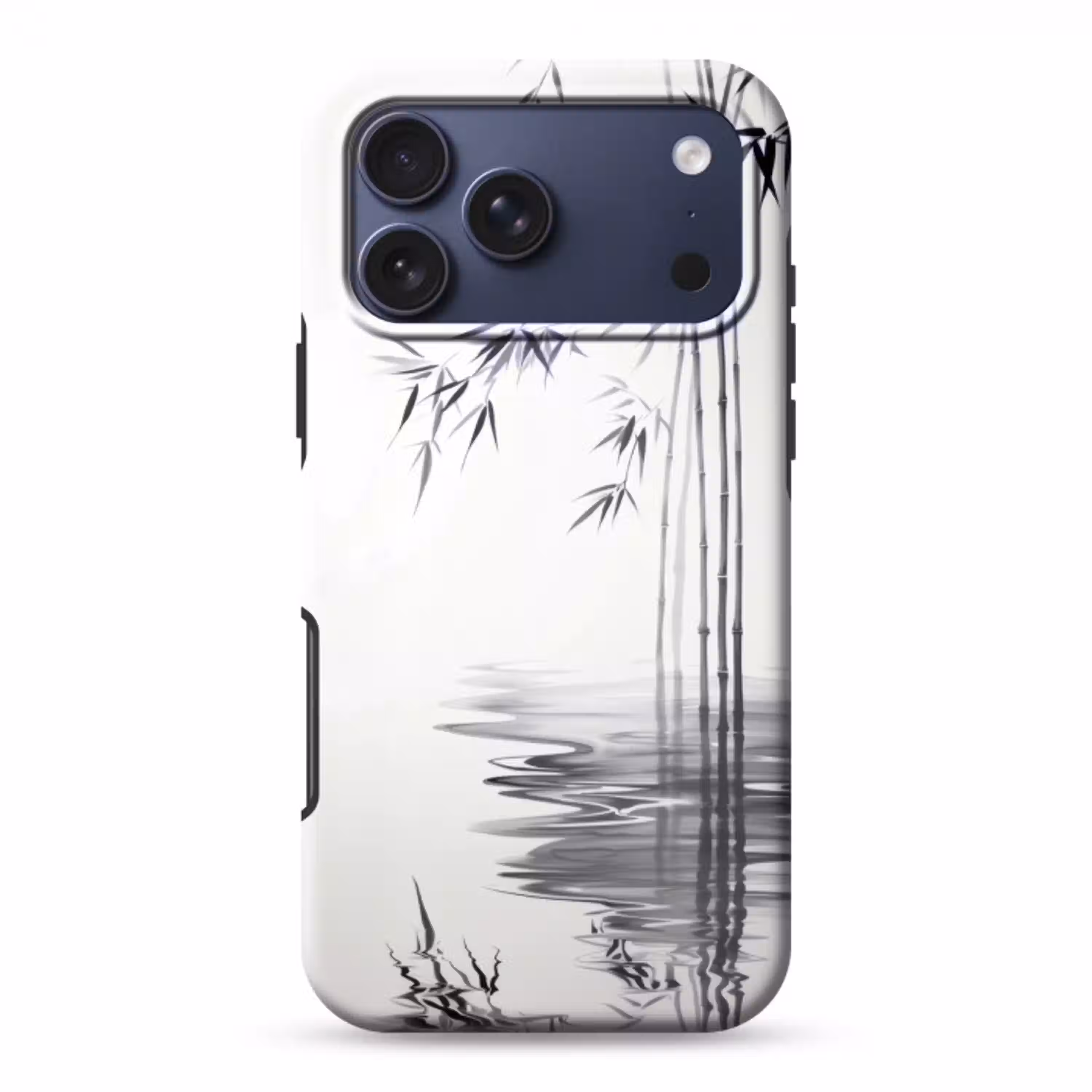 Bamboestammen - Water - Minimalistisch - Wit Toughcase MagSafe Apple iPhone 17 Pro Max klein -3d