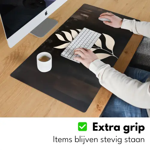 Blad - Wit - Minimalistisch Muismat XXL klein -sfeer3