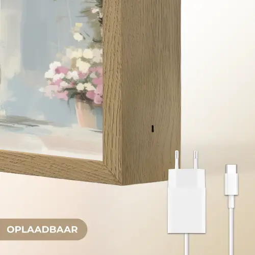 Fiets - Pastelkleuren - Bloemen Light Box met batterij (Wandlamp) middel -USP_websiteoplaadbaarNL