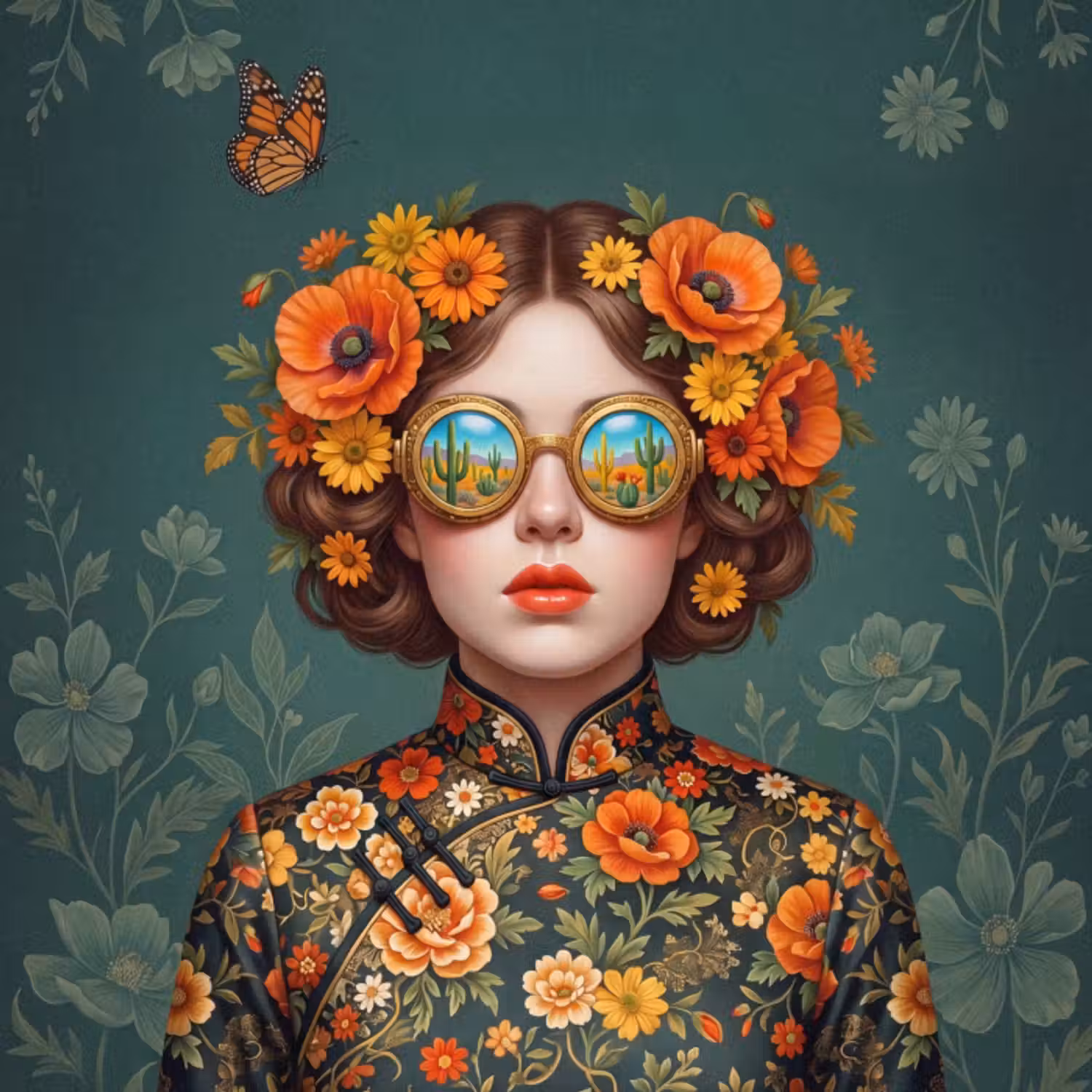 Behang - Portret - Vrouw - Kleurrijk - Expressief