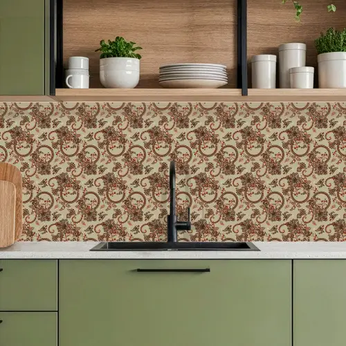 Warm - Bloemen - Groen - Rood keuken achterwand 2 middel 871 -sfeer3