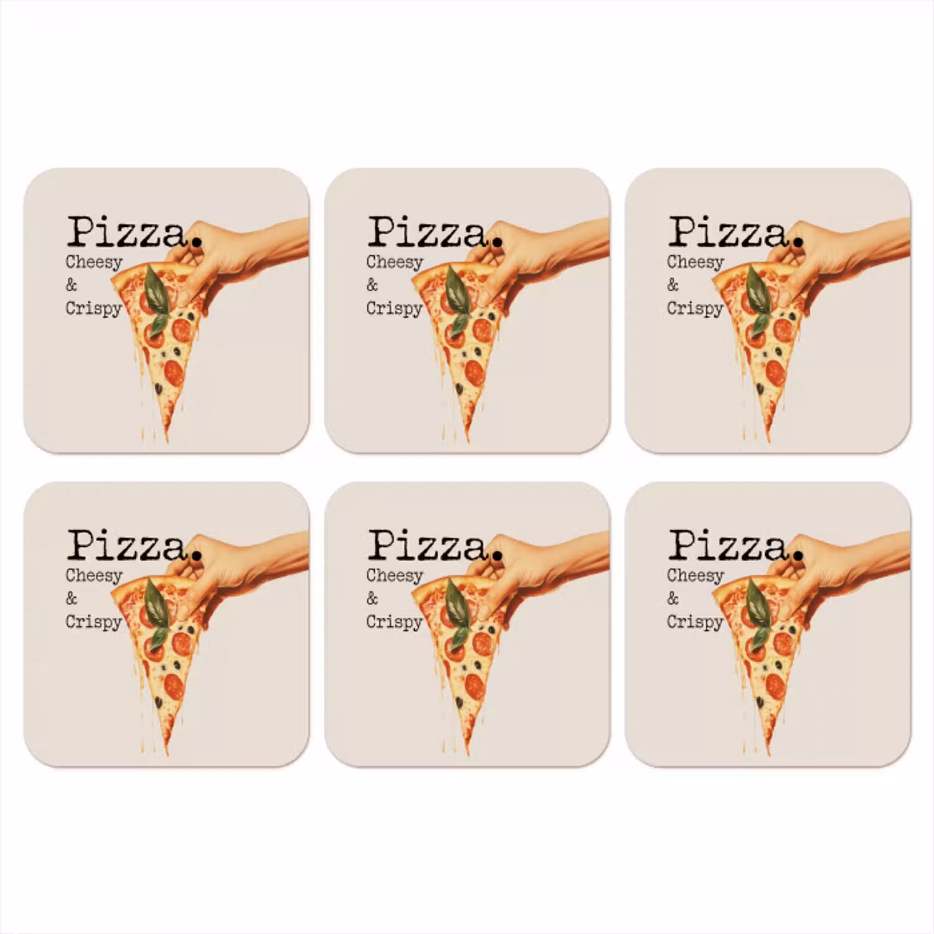 Pizza - Kaas - Pepperoni onderzetter kurk middel -3d