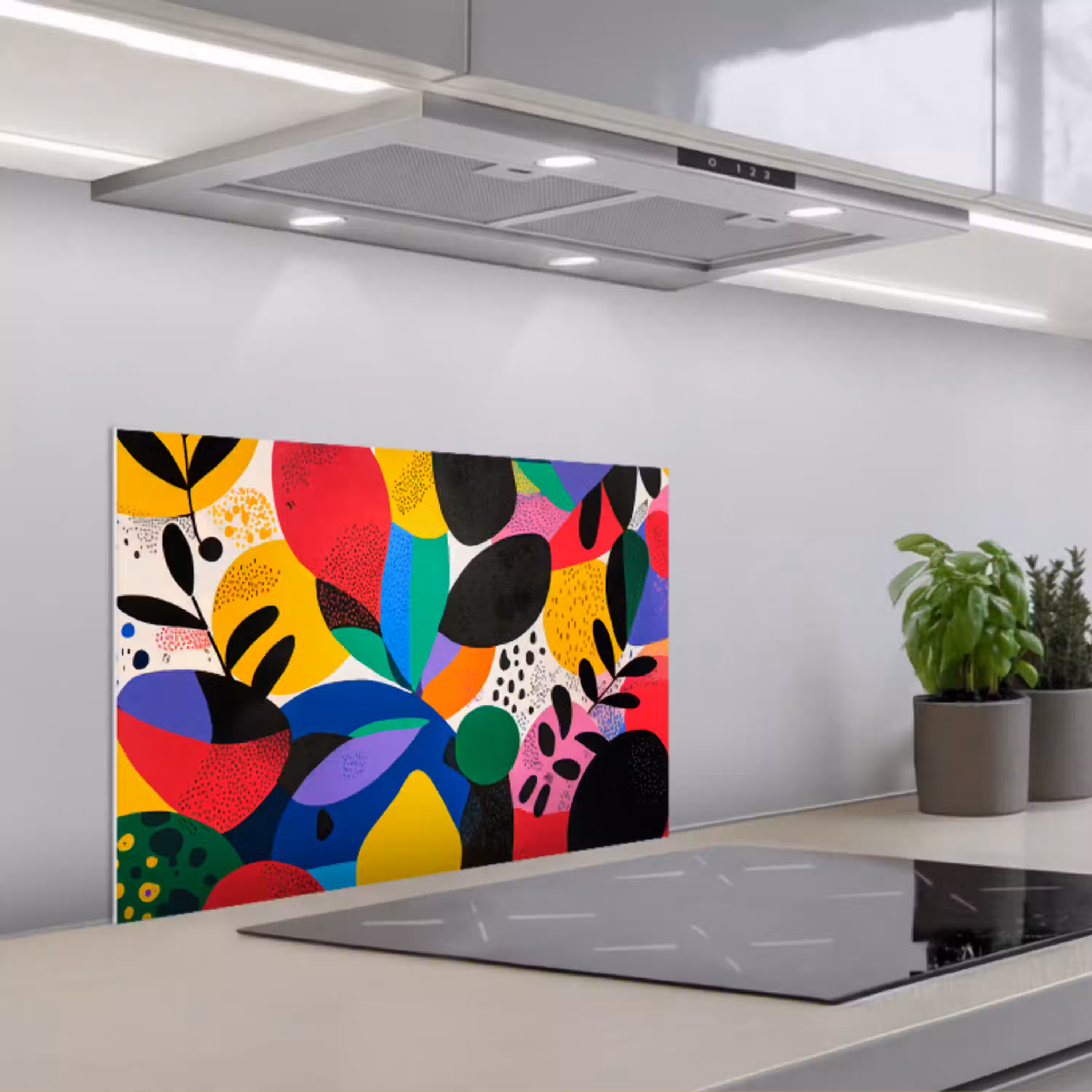 Vormen - Stippen - Kleurrijk keuken achterwand spatscherm klein -3d_schuin