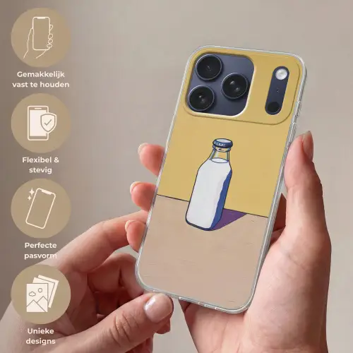 Glazen - Fles - Illustratie - Melk Telefoonhoesje iPhone 17 Pro klein -sfeer3_NL