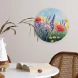 Weide - Bloemen - Kleurrijk Wandcirkel kunststof plaat 5mm dik klein -sfeer4