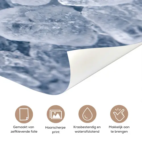 Ijsblokjes - Water - Blauw deurposter klein -closeup_NL