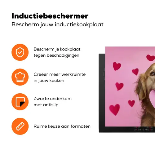 Hond - Kiss- Valentijn - Hartjes Inductie beschermer vinyl 3mm klein -zzzzzzz-td-ups
