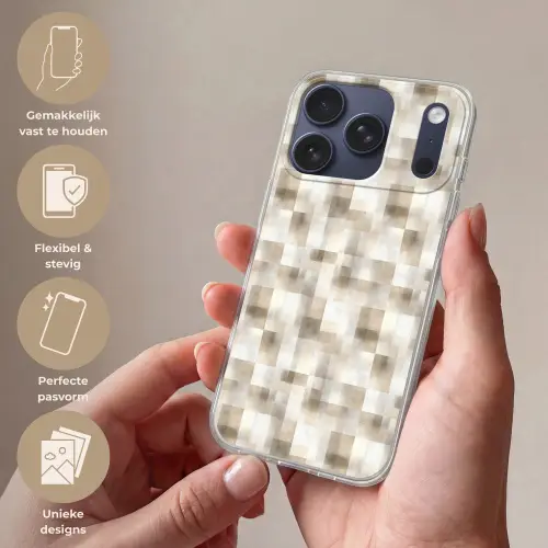 Textuur - Linnen - Beige Telefoonhoesje iPhone 17 Pro klein 878 -sfeer3_NL