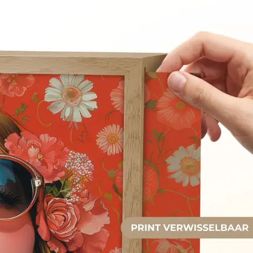 Vrouw - Kleurrijk - Dierenprint - Bloemen Light Box met batterij (Wandlamp) middel -USP_websiteprintNL