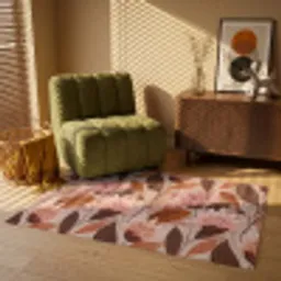 Bloemen - Bladeren - Bruin Vloerkleed Rechthoek klein 1091 -atmosphere_sfeer1_global