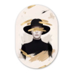 Vrouw - Portret - Modern - Goud - Kunst Wandcirkel Ovaal Aluminium middel -3d