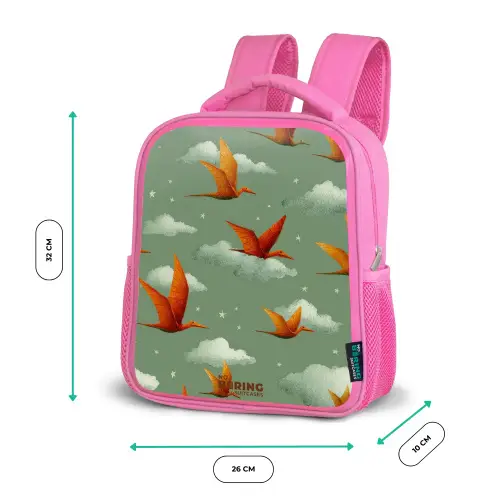 Vliegende pterosaurussen tussen sterren Kinderrugzak - Roze middel -productfoto_formaten