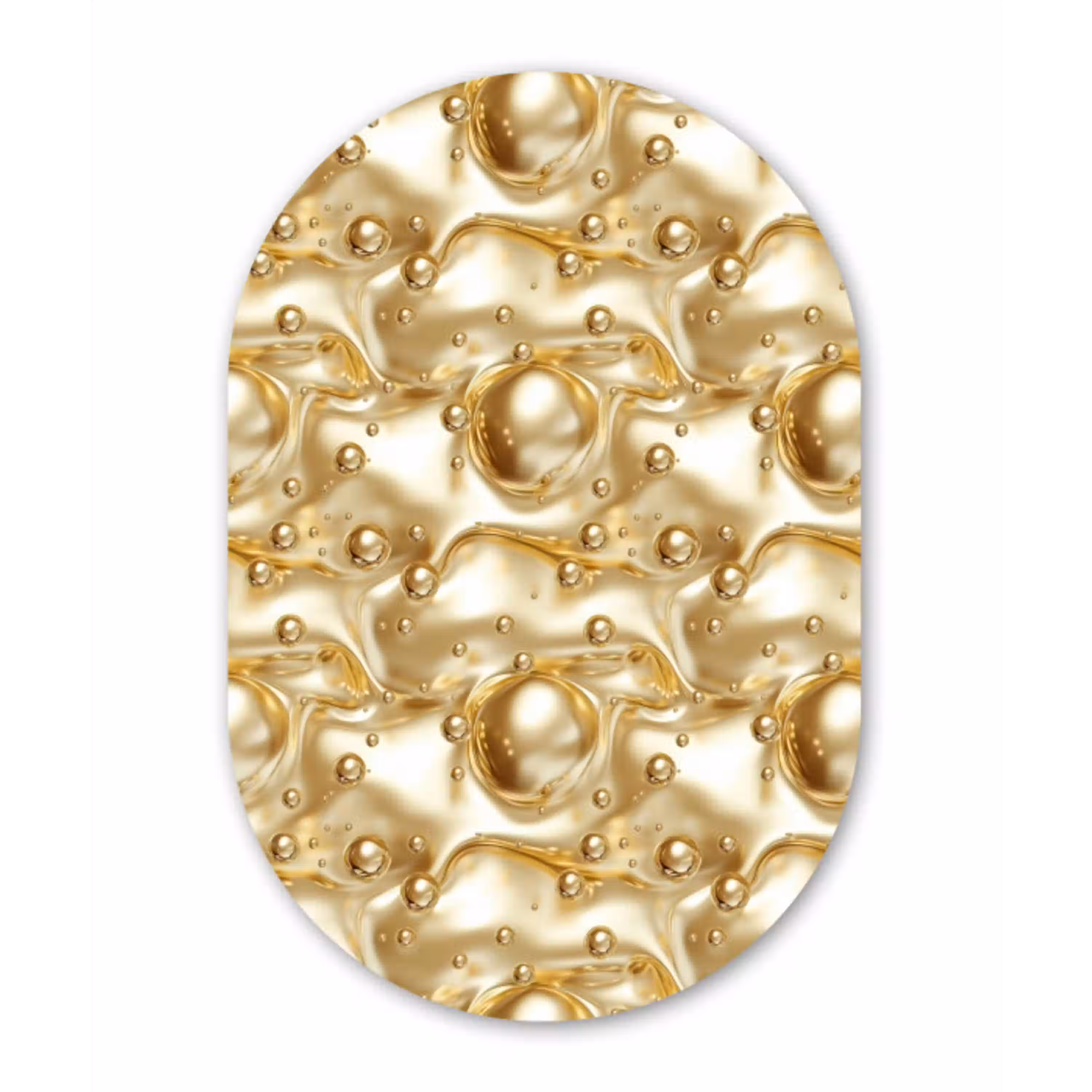 Vloeibaar - Druppels - Goud Wandcirkel Ovaal Aluminium middel 839 -3d