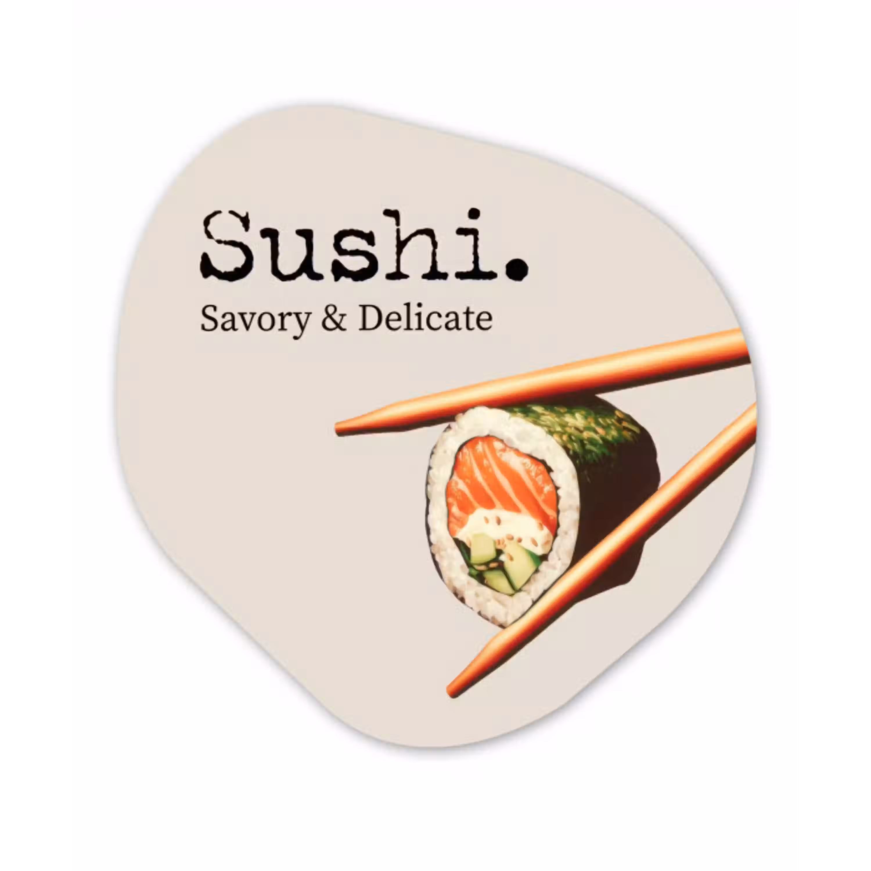 Sushi - Zalm - Rijst - Japans Wandcirkel Organisch Aluminium middel -3d