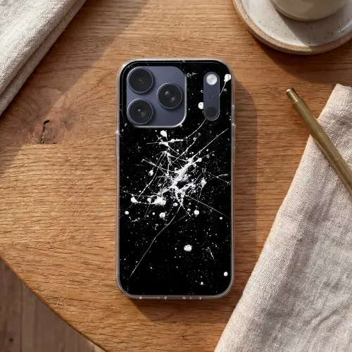 Verfspatten - Wit - Abstract - Explosie Telefoonhoesje iPhone 17 Pro klein -sfeer1
