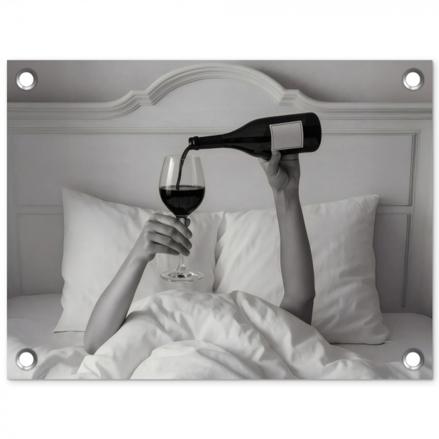 Lakens - Armen - Wijn - Glas tuinposter los doek klein -3d