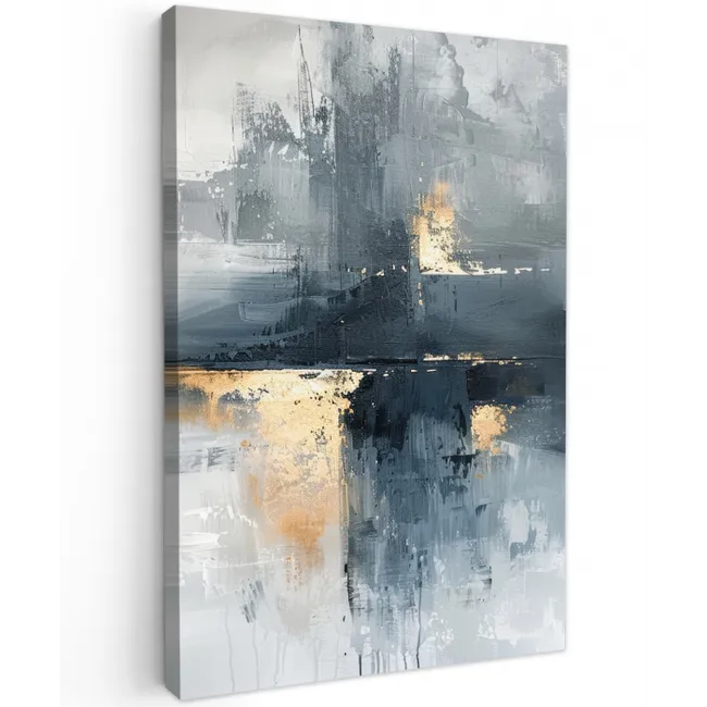 Kunst - Grijs - Goud - Abstract canvas 2cm klein -z3d