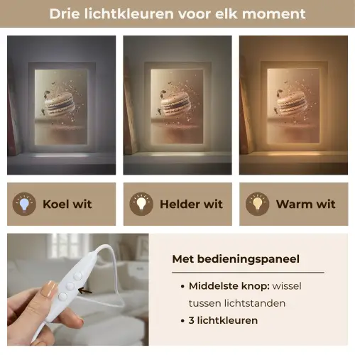 Chocolade - Macarons - Eten - Snoep Light Box met kabel (Tafellamp) klein -USP_lichtkleurNL