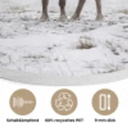 Rendier - Gewei - Sneeuw - Winter Akoestische PET Vilt - Rond klein -closeup_DE
