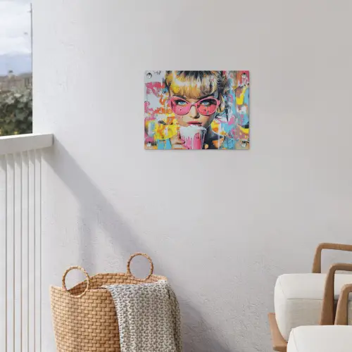 Expressief - Milkshake - Vrouw - Felle kleuren tuinposter los doek klein -sfeer8