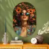 Vrouwen - Bloemen - Modern - Bril - Abstract Wandcirkel Ovaal Glas middel -sfeer2