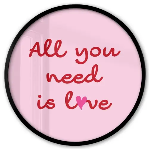 Tekst - Roze - Love - Hart Fotolijst rond zonder passe partout klein -3d
