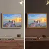 Water - Steiger - Vogels - Zonsondergang - Horizon Light Box met batterij (Wandlamp) middel -sfeer3