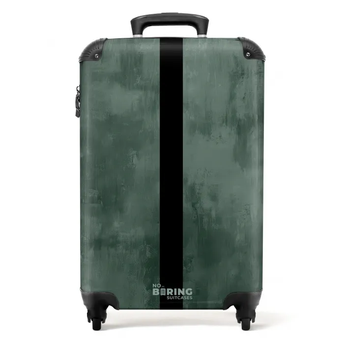 Groene betonlook met zwarte streep NBS - Handbagage koffer - Volwassenen Unisex middel -productfoto_recht