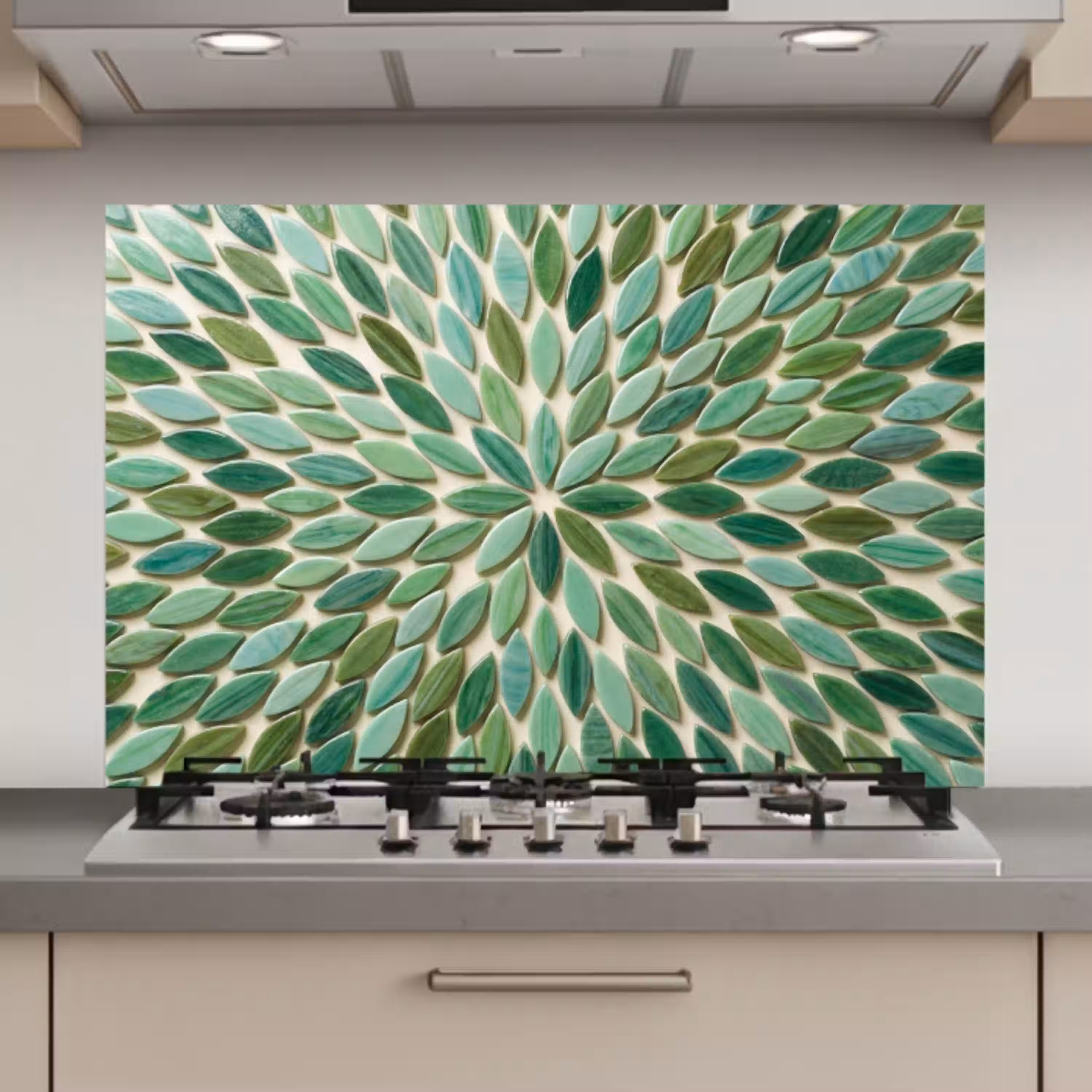 Patroon - Blad - Groen - Abstract keuken achterwand spatscherm klein -3d_website