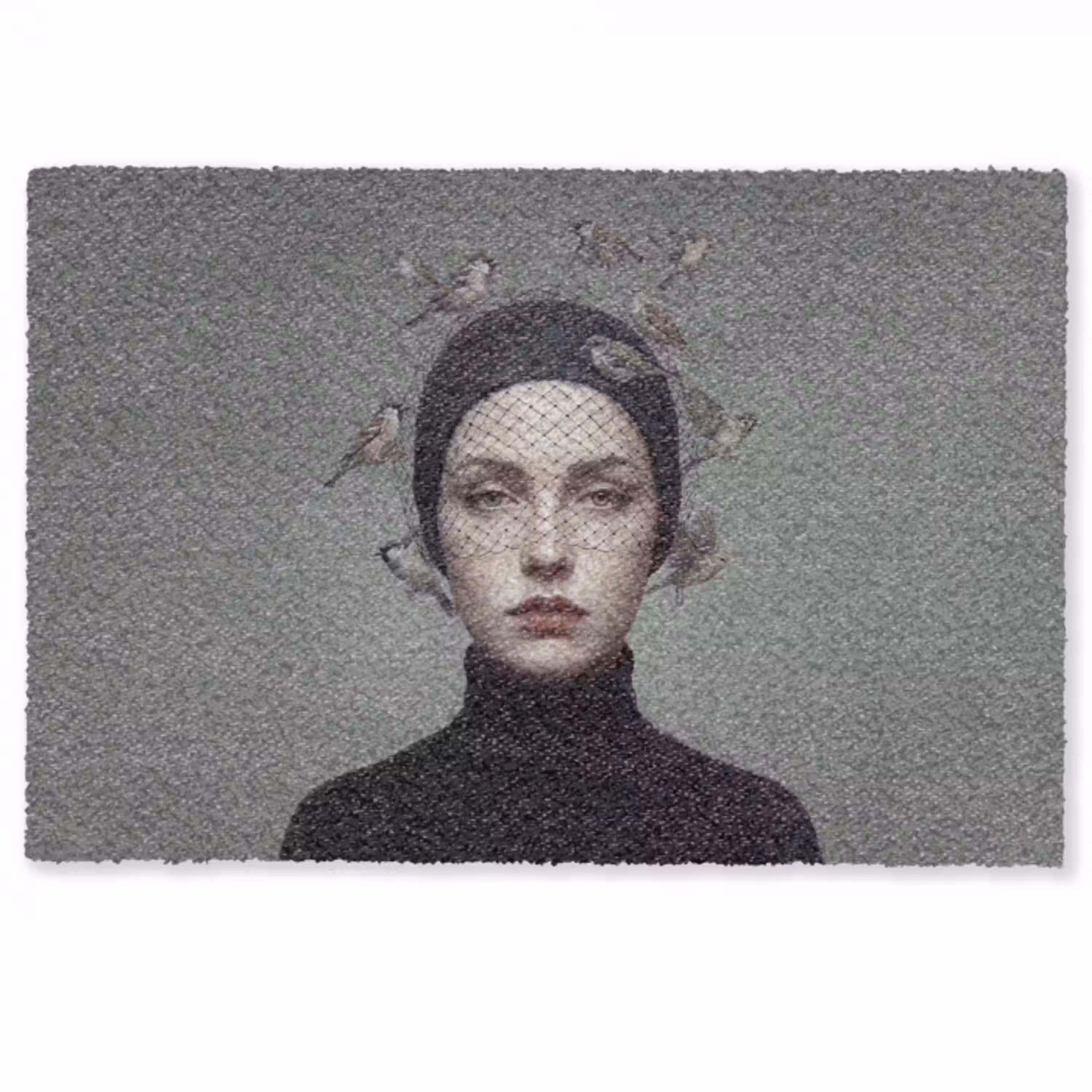 Portret - Vogels - Zwart Deurmat klein -zkaufland3d