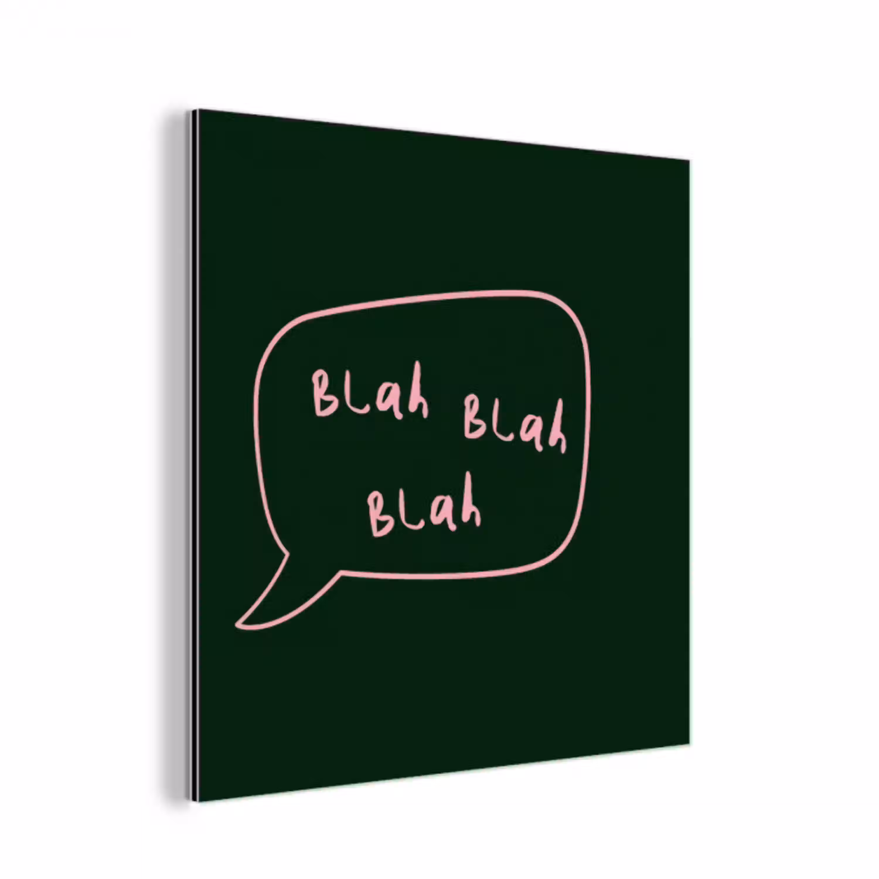 Tekstwolkje - Donkergroen - BLAH BLAH BLAH aluminium wit klein -3d