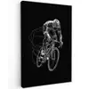 Lijntekening - Wit - Wielrennen - Snelheid Tuinposter op houten frame 2 cm dik klein -3d