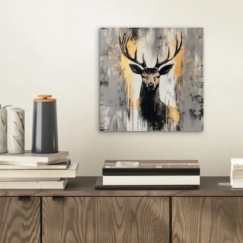 Abstract - Hert - Gewei - Goud aluminium wit klein -sfeer1