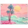 Palmbomen - Golven - Zee tuinposter los doek klein -3d