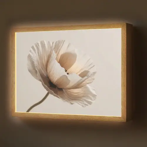Bloem - Beige - Crème Light Box met batterij (Wandlamp) middel -z3d_website