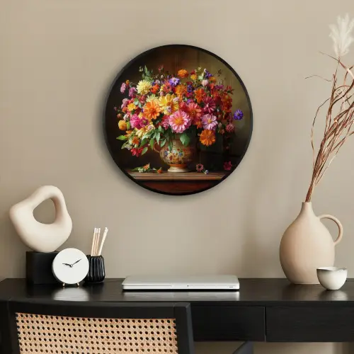 Kleuren - Boeket - Vaas - Hout Fotolijst rond zonder passe partout klein -sfeer1