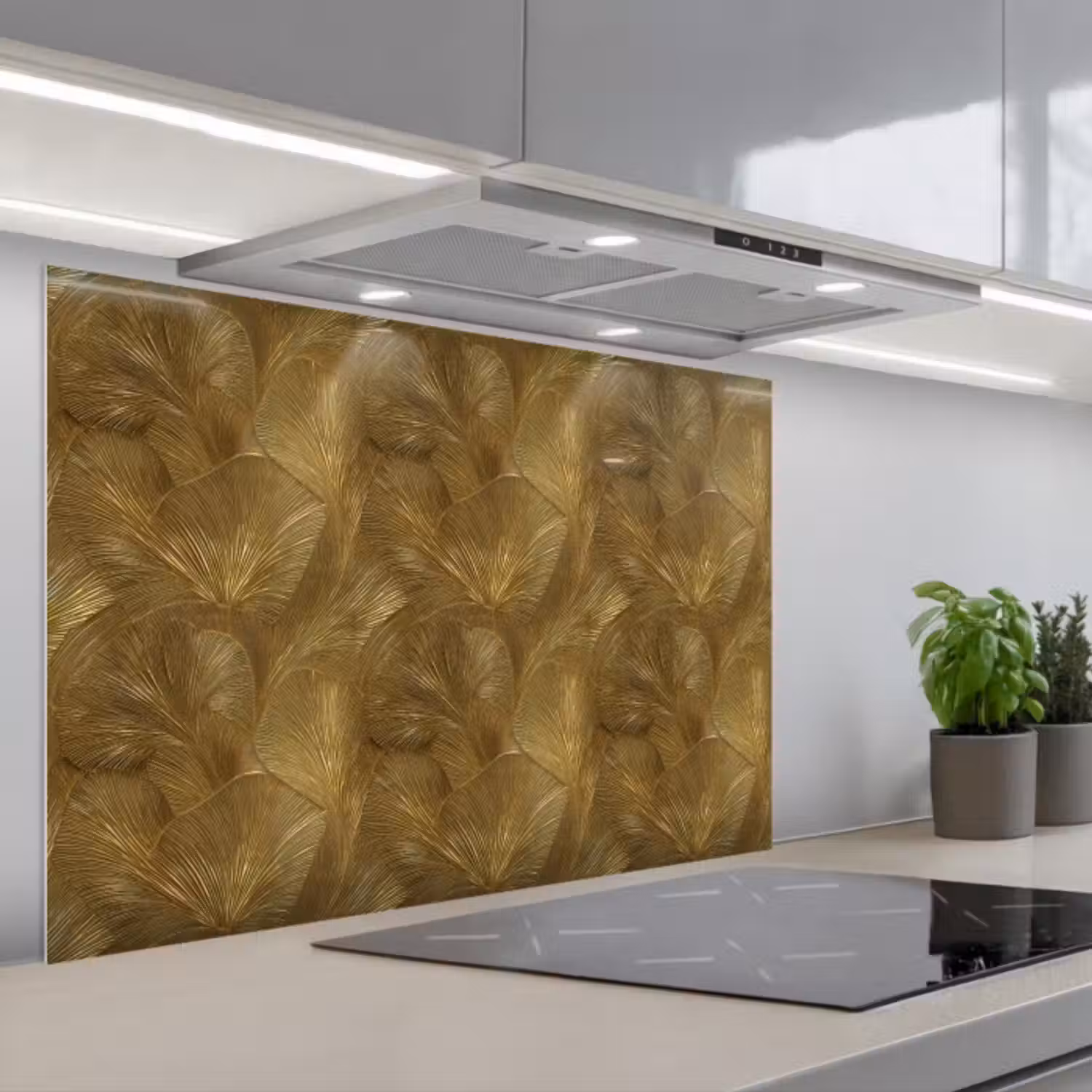 Spritzschutz Küche - Organisch - Linien - Gold