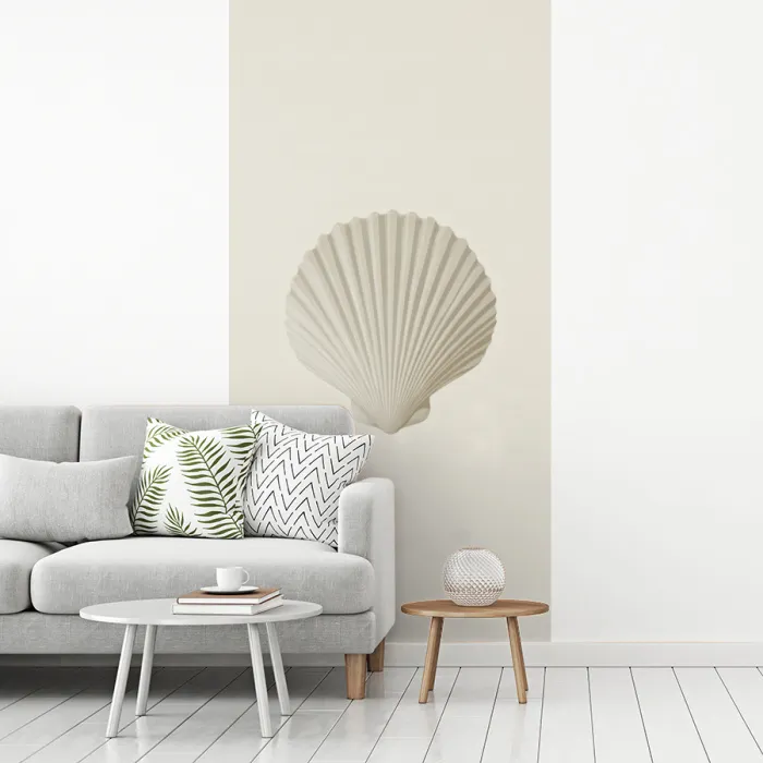 Schelp - Minimalistisch - Wit fotobehang vinyl groot -woonkamer