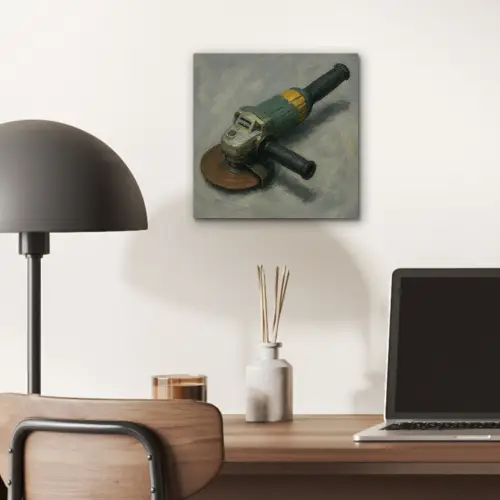 Haakse slijper - Schilderij - Gereedschap aluminium wit klein -sfeer5
