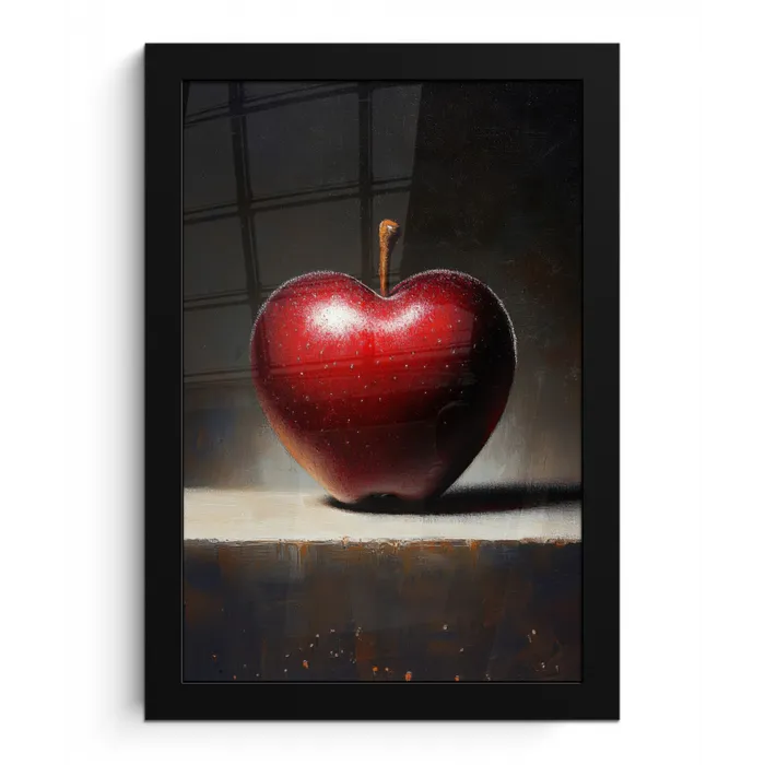 Apple - Hart - Rood fotolijst zwart zonder passe partout klein -3d