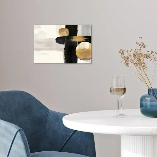 Vormen - Penseelstreken - Abstract - Goud poster papier klein -sfeer3