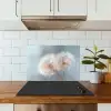 Paardenbloemen - Pluisjes - Wit keuken achterwand spatscherm klein -sfeer2