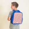 Hartjespatroon met roze kleuren Kinderrugzak - Blauw middel -sfeer2