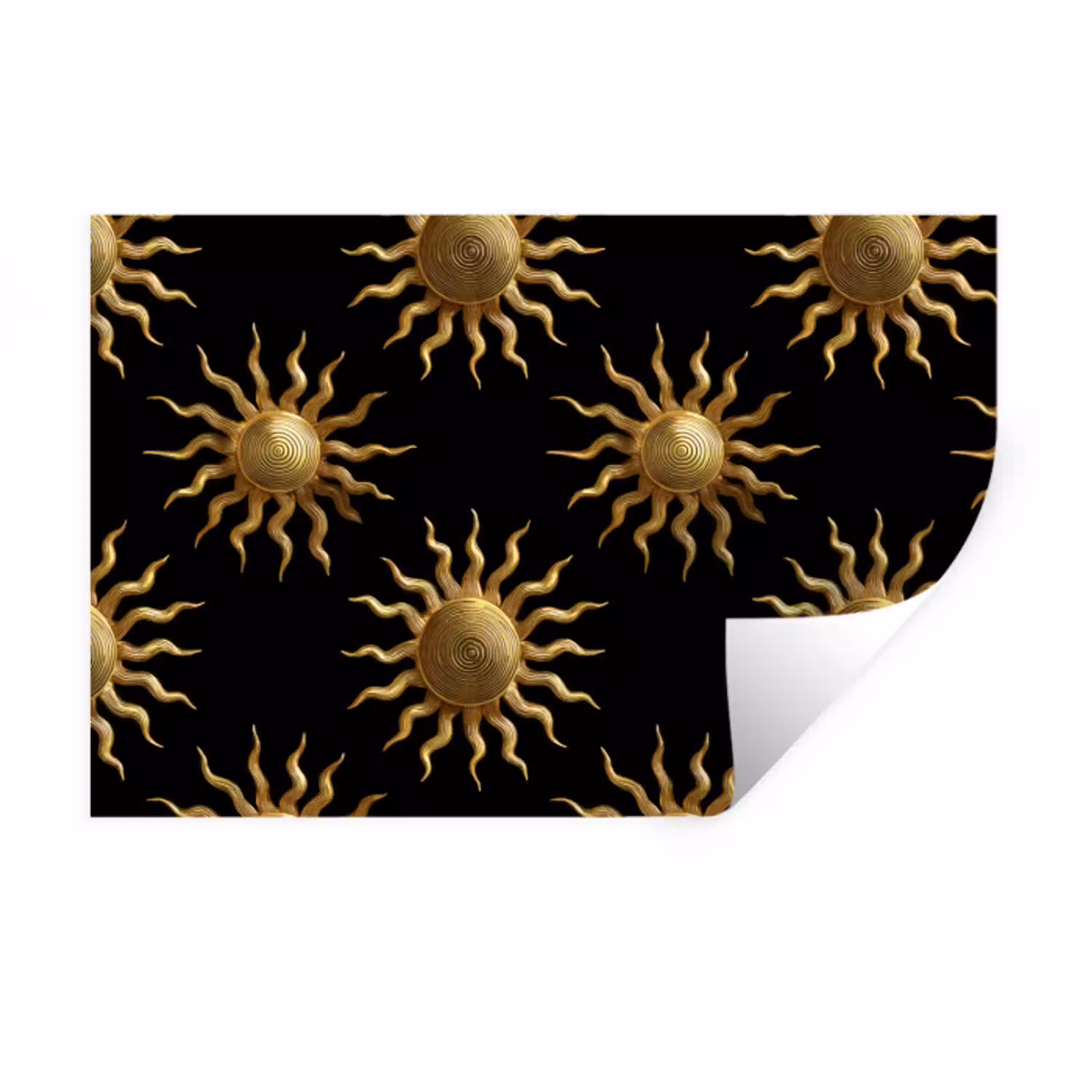 Zon - Patroon - Luxe - Goud - Zwart Muursticker klein 286 -3d