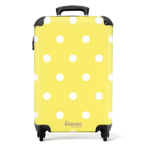 Gele achtergrond met witte stippen NBS - Handbagage koffer - Unisex middel -productfoto_recht