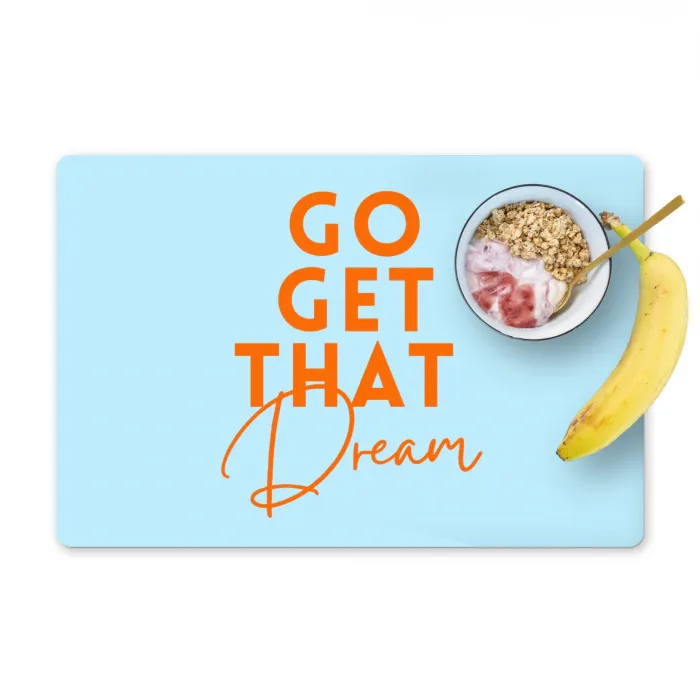 Blauw - Oranje - Tekst Placemat vinyl groot -zzzproduct_Kitchenyeah-website