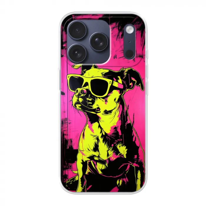 Hond - Zonnebril - Roze - Art Telefoonhoesje iPhone 17 Pro klein -3d
