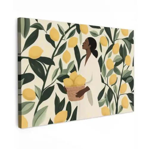 Vrouw - Mand - Citroenen - Bladeren canvas 2cm klein -z3d