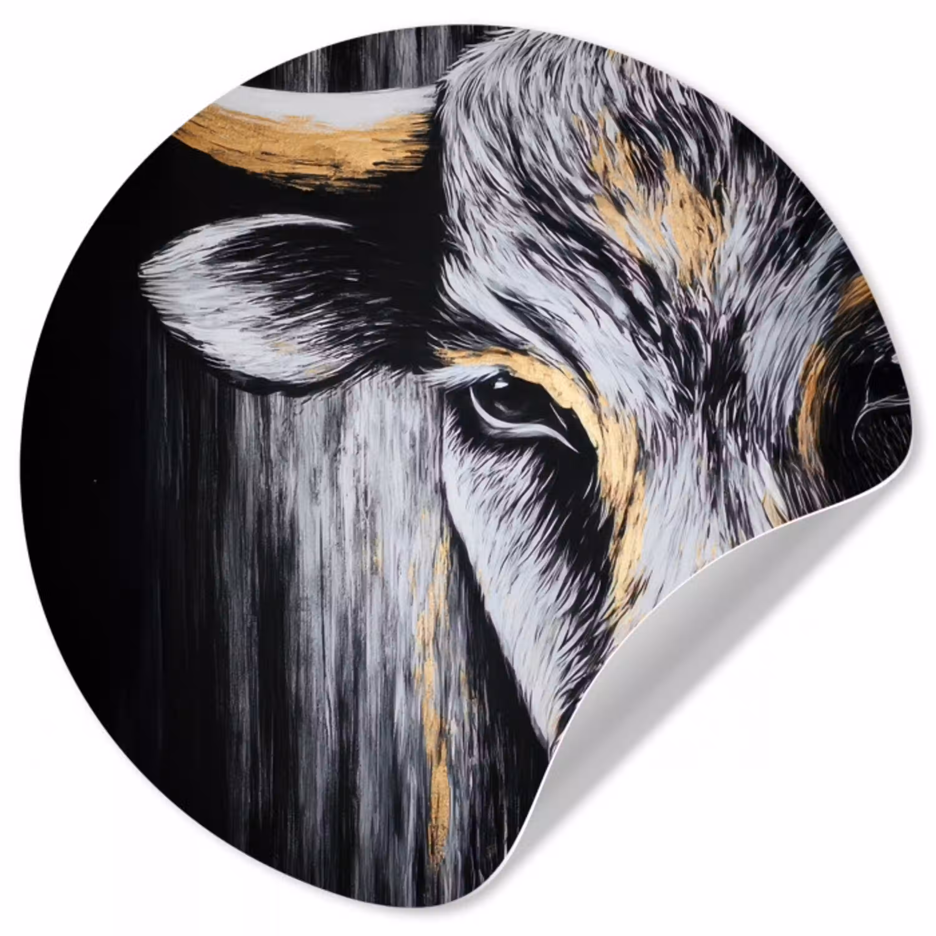 Stier - Hoorns - Snuit - Goud Wandcirkel behangsticker klein -3d